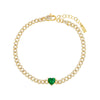 Emerald Green CZ Colored Heart Pave Baby Cuban Bracelet - Adina Eden's Jewels