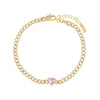 Sapphire Pink CZ Colored Heart Pave Baby Cuban Bracelet - Adina Eden's Jewels