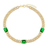 Emerald Green CZ Baguette Chain Link Anklet - Adina Eden's Jewels