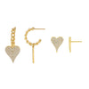 Gold Pavé Heart Earring Combo Set - Adina Eden's Jewels