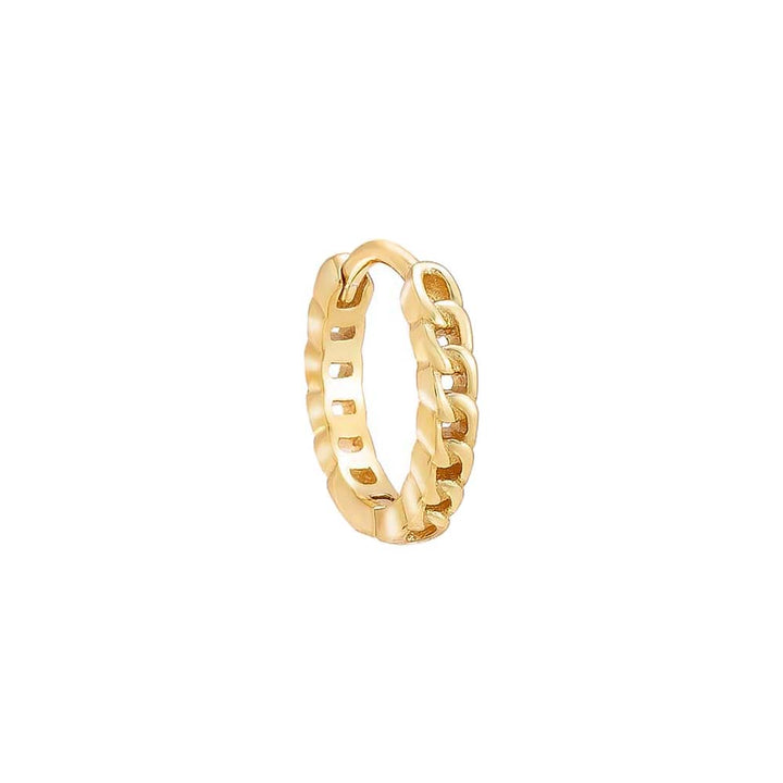 Gold / Single Mini Solid Cuban Chain Huggie Earring - Adina Eden's Jewels