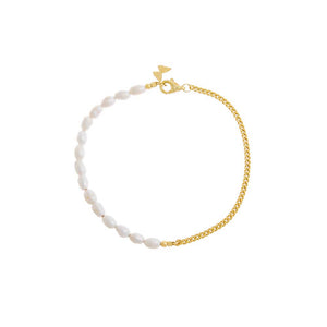 Pearl White Pearl X Cuban Bracelet - Adina Eden's Jewels