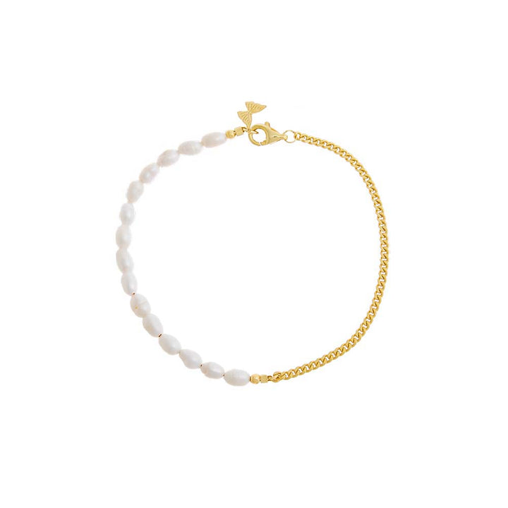 Pearl White Pearl X Cuban Bracelet - Adina Eden's Jewels