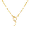 Gold / F / Old English Initial Figaro Toggle Necklace - Adina Eden's Jewels