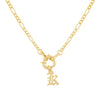 Gold / K / Old English Initial Figaro Toggle Necklace - Adina Eden's Jewels