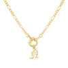 Gold / N / Old English Initial Figaro Toggle Necklace - Adina Eden's Jewels