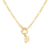 Gold / P / Old English Initial Figaro Toggle Necklace - Adina Eden's Jewels