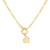 Gold / Q / Old English Initial Figaro Toggle Necklace - Adina Eden's Jewels