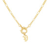 Gold / V / Old English Initial Figaro Toggle Necklace - Adina Eden's Jewels