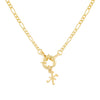 Gold / X / Old English Initial Figaro Toggle Necklace - Adina Eden's Jewels