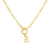 Gold / Z / Old English Initial Figaro Toggle Necklace - Adina Eden's Jewels