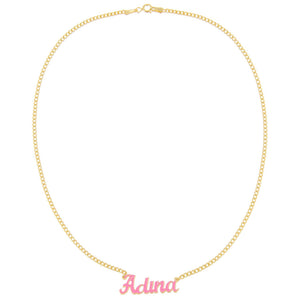  Enamel Script Nameplate Necklace - Adina Eden's Jewels
