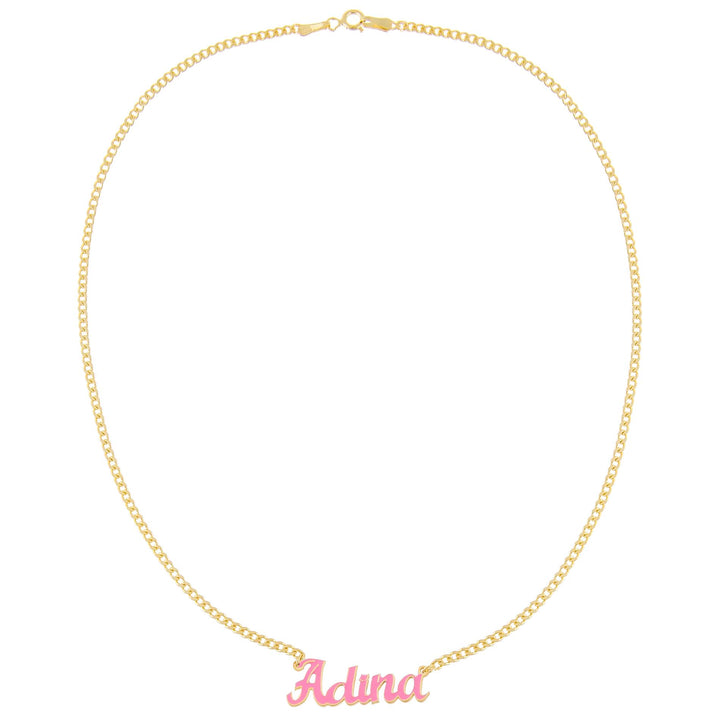  Enamel Script Nameplate Necklace - Adina Eden's Jewels