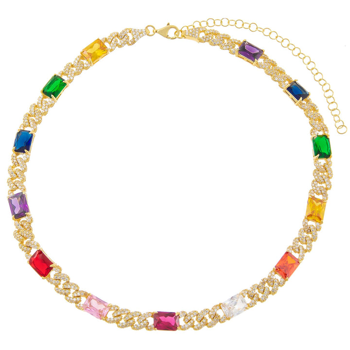  Multi Color Baguette Chain Link Choker - Adina Eden's Jewels