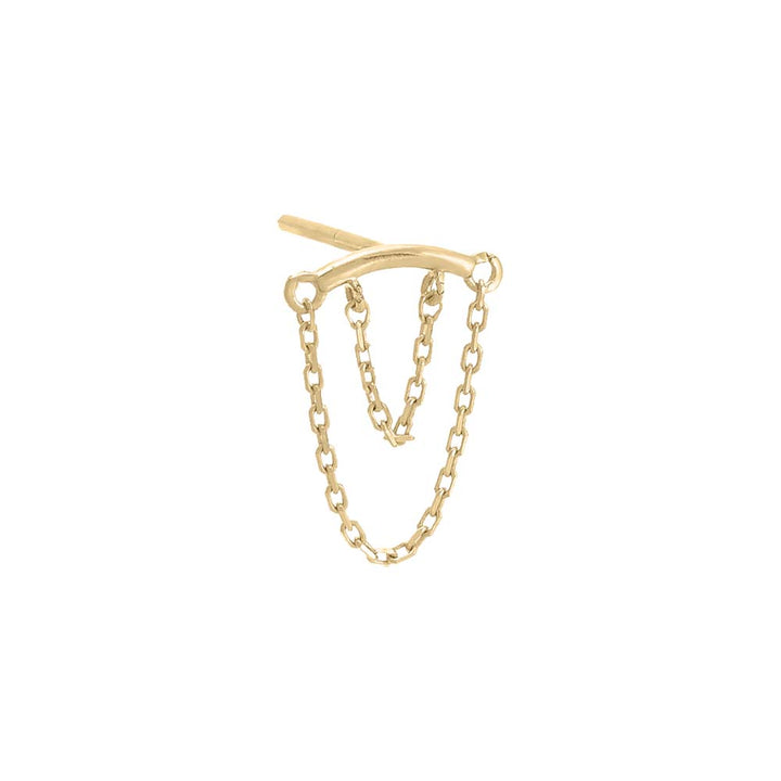 14K Gold / Single Double Chain Threaded Stud Earring 14K - Adina Eden's Jewels