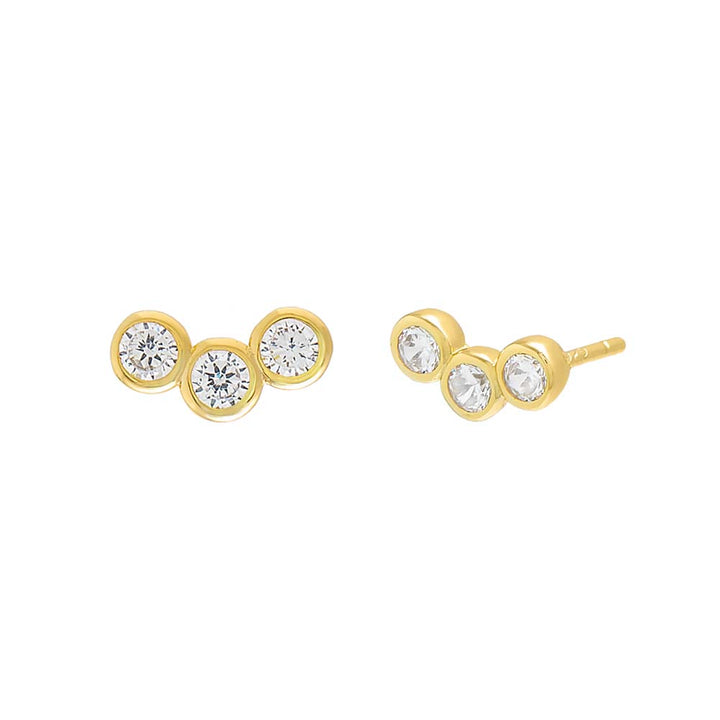 Gold / Pair Curved Bezel Stud Earring - Adina Eden's Jewels