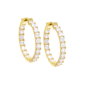 Gold Princess Cut Eternity Hoop Earring - Adina Eden's Jewels