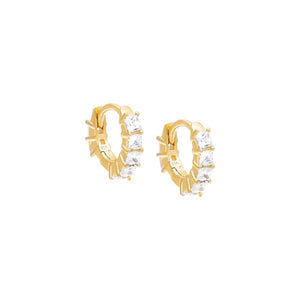 Gold / 10 MM CZ Princess Cut Huggie Earring - Adina Eden's Jewels