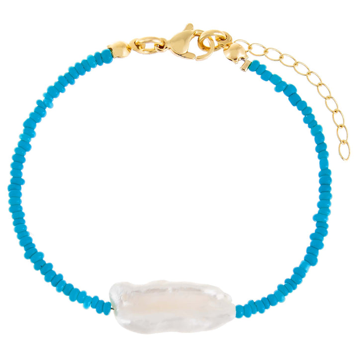 Sapphire Blue Baroque Pearl Color Beaded Anklet - Adina Eden's Jewels