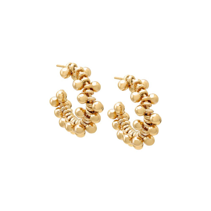 Gold Scattered Solid Beads Hoop Earring - Adina Eden's Jewels