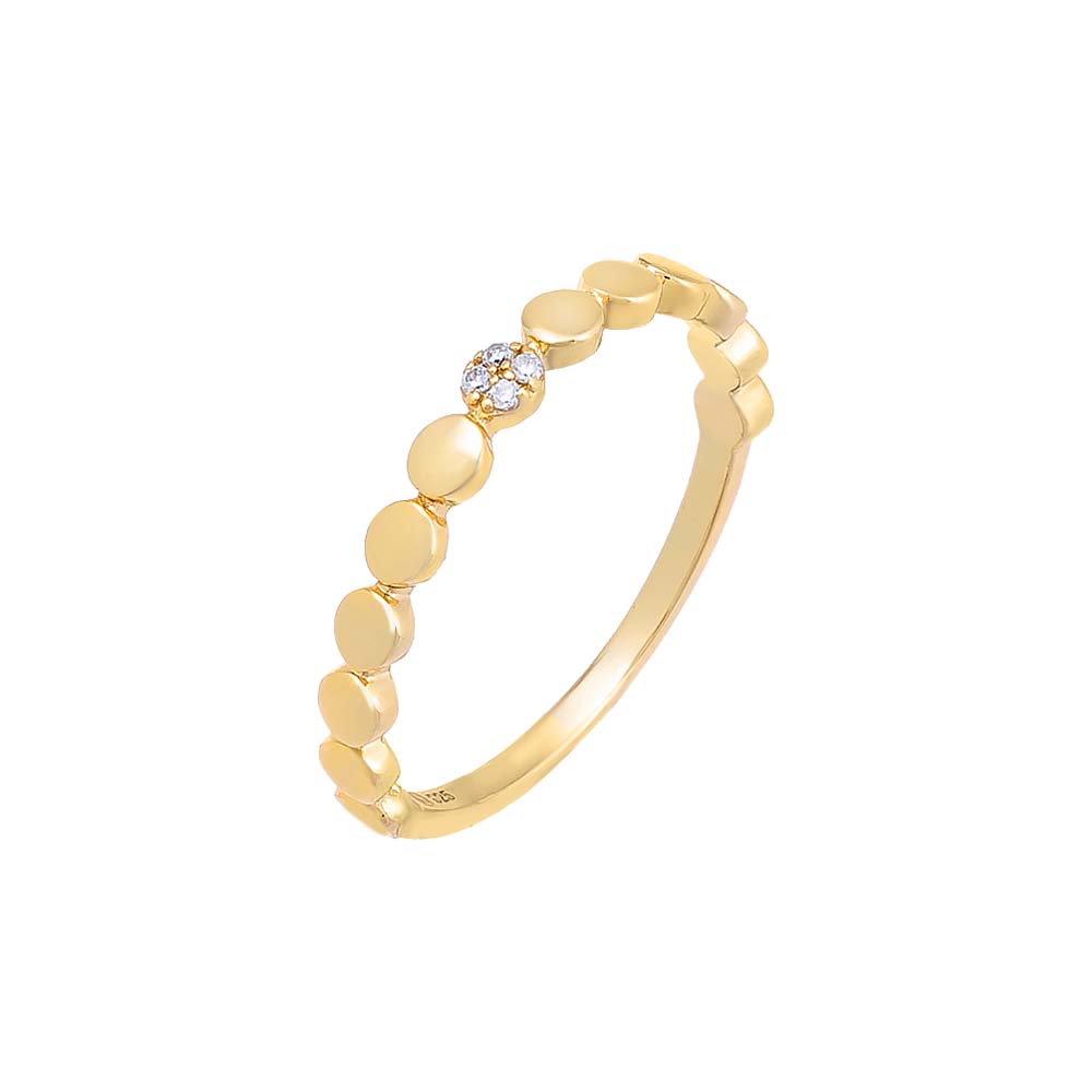 Gold / 5 Pavé Accented Flat Bead Ring - Adina Eden's Jewels