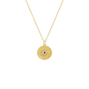 Blue Evil Eye Medallion Pendant Necklace - Adina Eden's Jewels