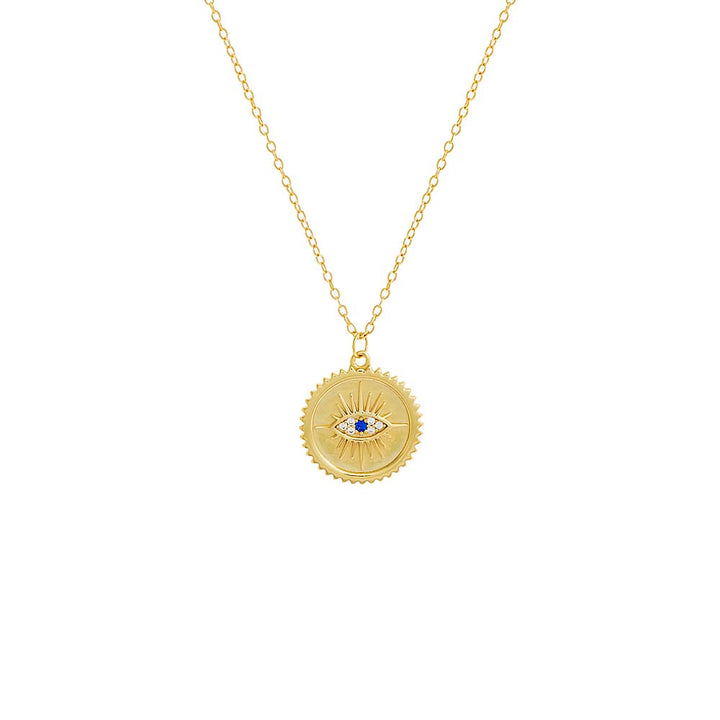 Blue Evil Eye Medallion Pendant Necklace - Adina Eden's Jewels