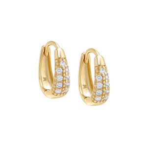 Gold / Pair Pavé Graduated Chunky Hoop Earring - Adina Eden's Jewels