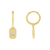 Gold CZ Baguette Charm Huggie Earring - Adina Eden's Jewels