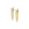 Gold / Pair Colored Baguette Double Chain Stud Earring - Adina Eden's Jewels