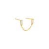 Gold / Single Double Baguette Chain Stud Earring - Adina Eden's Jewels