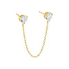 Gold CZ Stone Chain Stud Earring - Adina Eden's Jewels