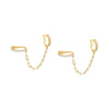 Gold / Pair Pavé Double Link Chain Ear Cuff Earring - Adina Eden's Jewels