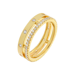 Gold / 6 CZ Double Row Ring - Adina Eden's Jewels