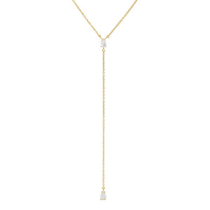 Gold CZ Teardrop Lariat - Adina Eden's Jewels