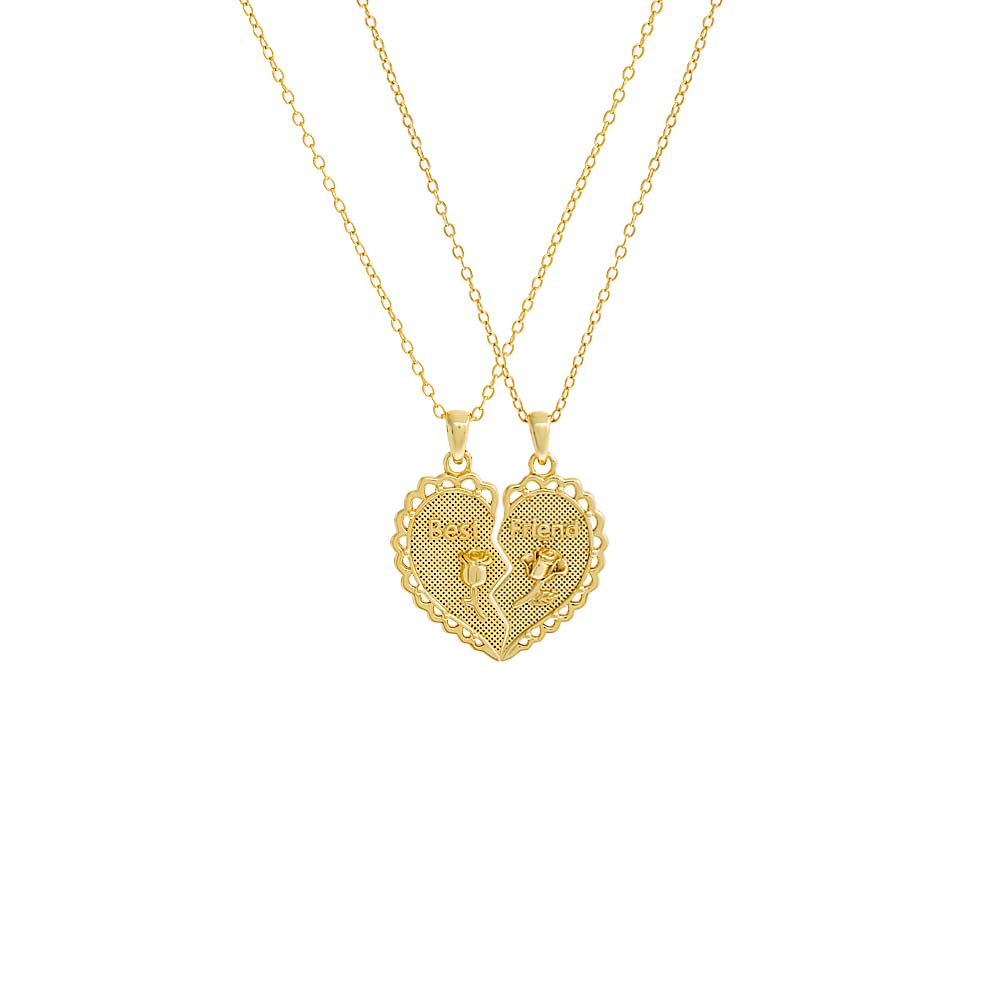 Gold Best Friend Heart Friendship Necklace - Adina Eden's Jewels