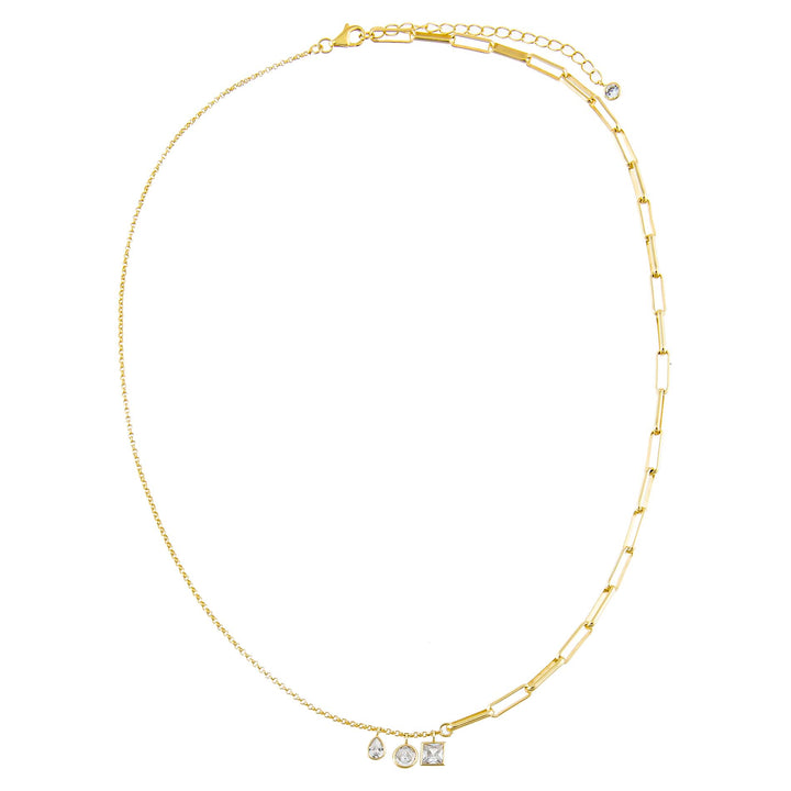  CZ Charms Rolo X Link Chain Necklace - Adina Eden's Jewels