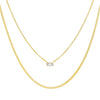 Gold CZ Baguette Double Chain Necklace - Adina Eden's Jewels