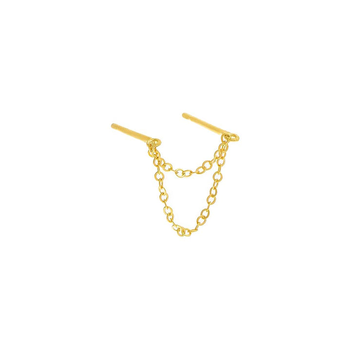 Gold / Single Dainty Double Chain Stud Earring - Adina Eden's Jewels