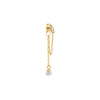 Pearl White / Single CZ X Pearl Double Chain Front Back Stud Earring - Adina Eden's Jewels