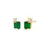 Emerald Green / Pair Double Colored Accented Baguette Stud Earring - Adina Eden's Jewels