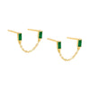 Emerald Green / Pair Double Baguette Chain Stud Earring - Adina Eden's Jewels