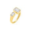 Gold / 6 Double Emerald Bezel Open Ring - Adina Eden's Jewels