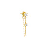Gold / Single Colored Double Solitaire Chain Stud Earring - Adina Eden's Jewels