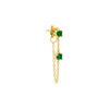 Emerald Green / Single Colored Double Solitaire Chain Stud Earring - Adina Eden's Jewels