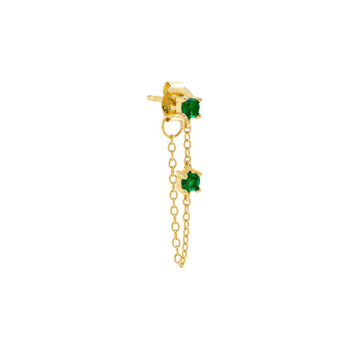 Emerald Green / Single Colored Double Solitaire Chain Stud Earring - Adina Eden's Jewels
