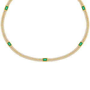  CZ Baguette Double Row Tennis Choker - Adina Eden's Jewels