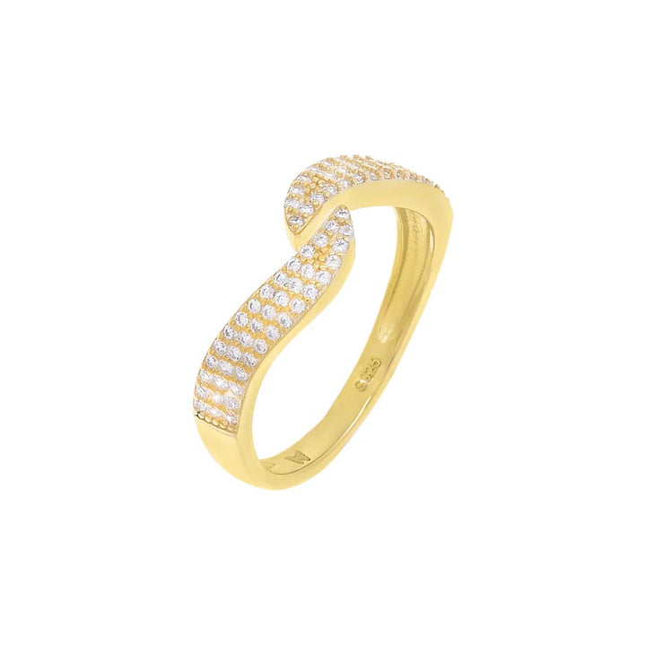 Gold / 6 Pavé Wave Open Ring - Adina Eden's Jewels