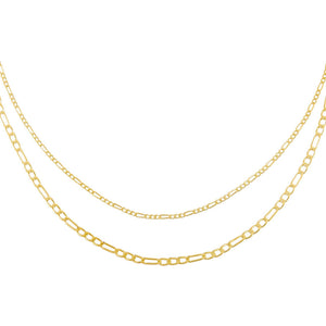 Gold Double Chain Figaro Necklace - Adina Eden's Jewels