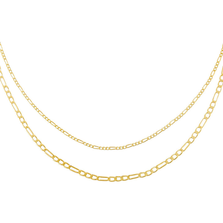 Gold Double Chain Figaro Necklace - Adina Eden's Jewels